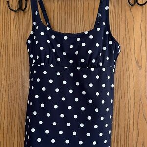 NWOT Lands’ End Sz 4 Navy Dot Square Neck Tankini SWIM TOP
